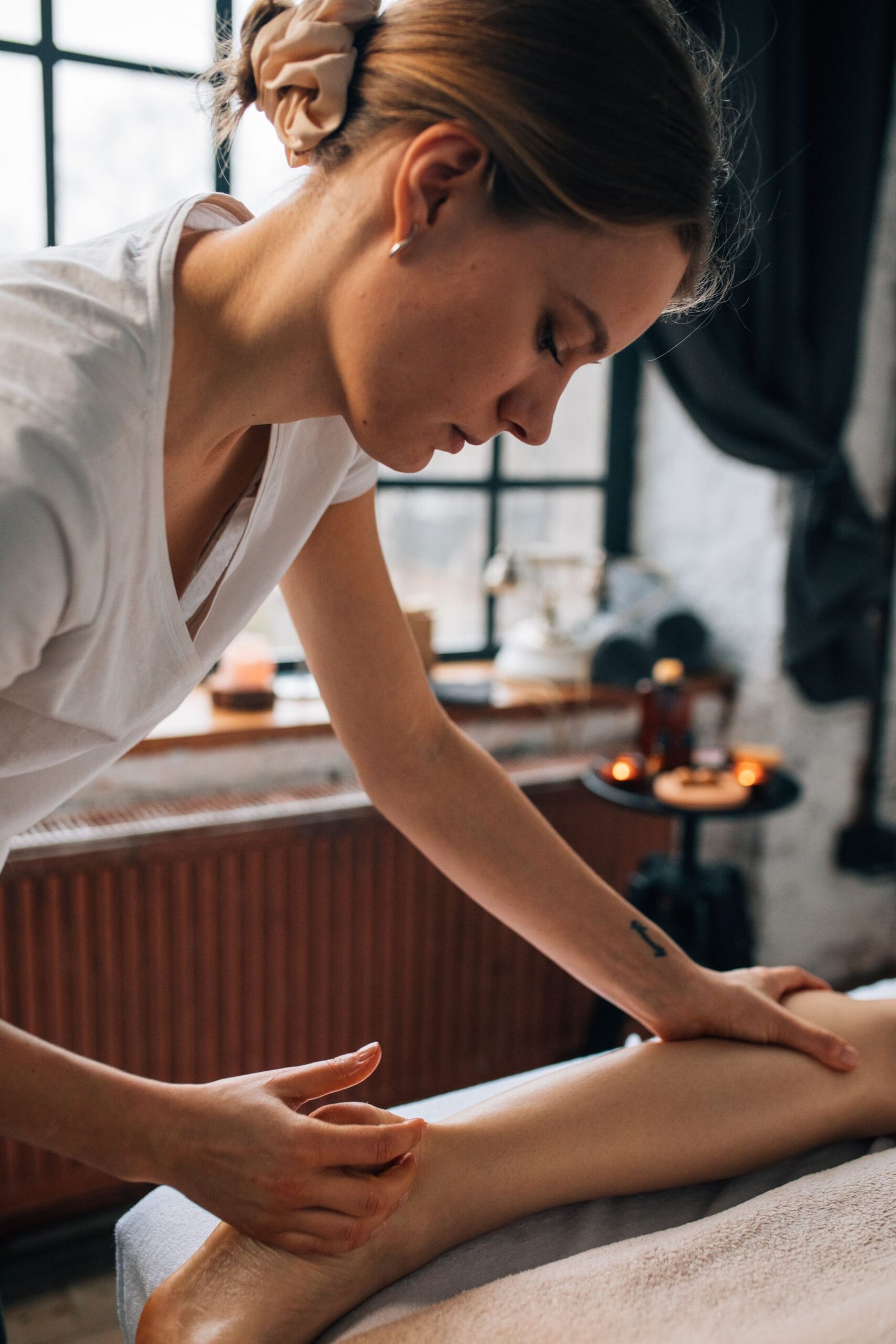 A calming spa massage therapy session with a focus on relaxation and wellness.